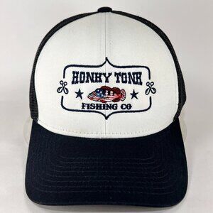 Honky Tonk Fishing Co Snap Back Hat Pacific Fish Outdoor Blue Trucker Mesh Mens